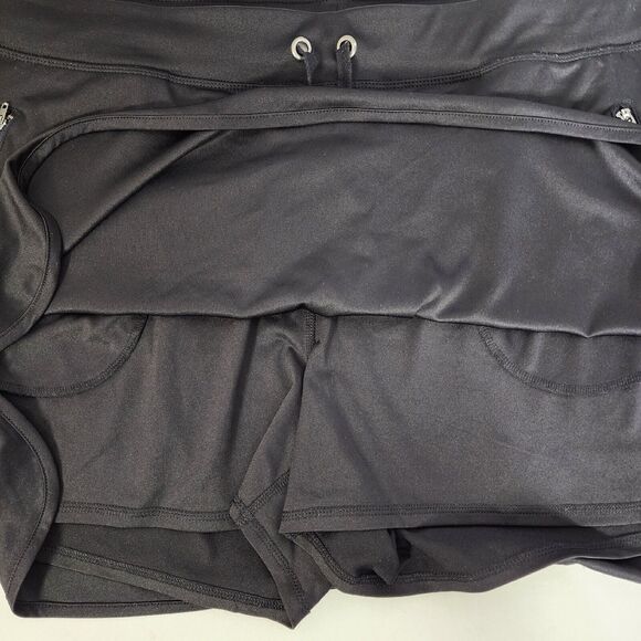 Exertek Womens Skorts Sz 3X Black Built In Shorts Pull On Drawstring Zip Pockets - Picture 6 of 9